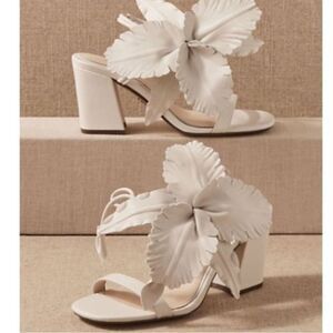 BHLDN Ivory Cecelia NY Hibiscus Heels US 9.5